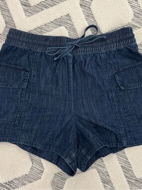NWT Women's Dark Blue Drawstring Denim Shorts